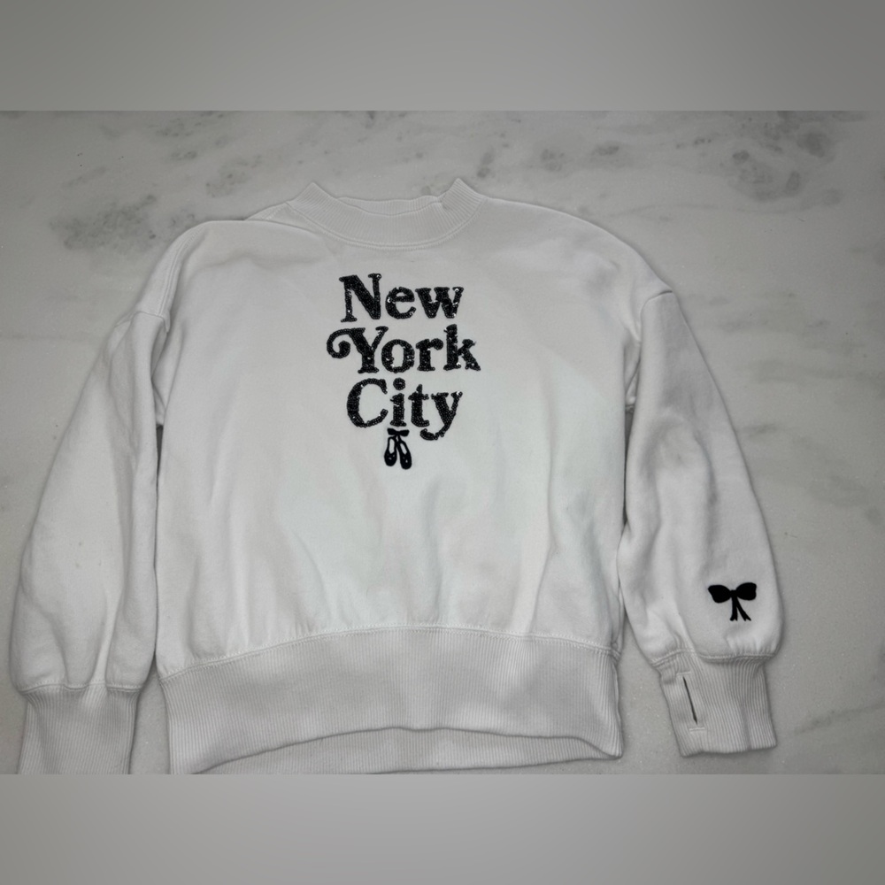 Abercrombie Kids White Sweatshirt with Black Sequins size 7/8